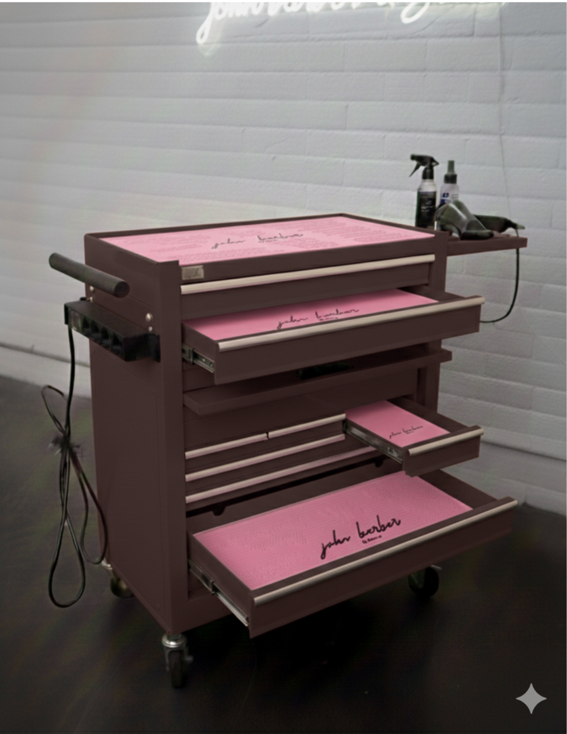 BARBER TROLLEY PRO – Carrello mobile in diversi colori – Disinfezione UV – Carrello da barbiere