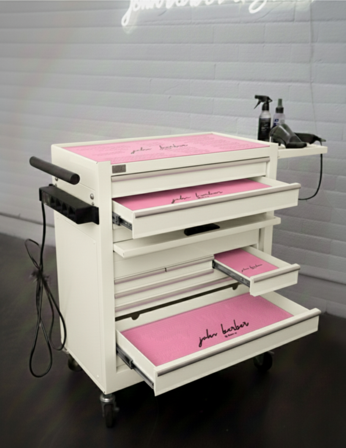 BARBER TROLLEY PRO – Mobiele trolley in verschillende kleuren – UV-desinfectie – Barbiertrolley