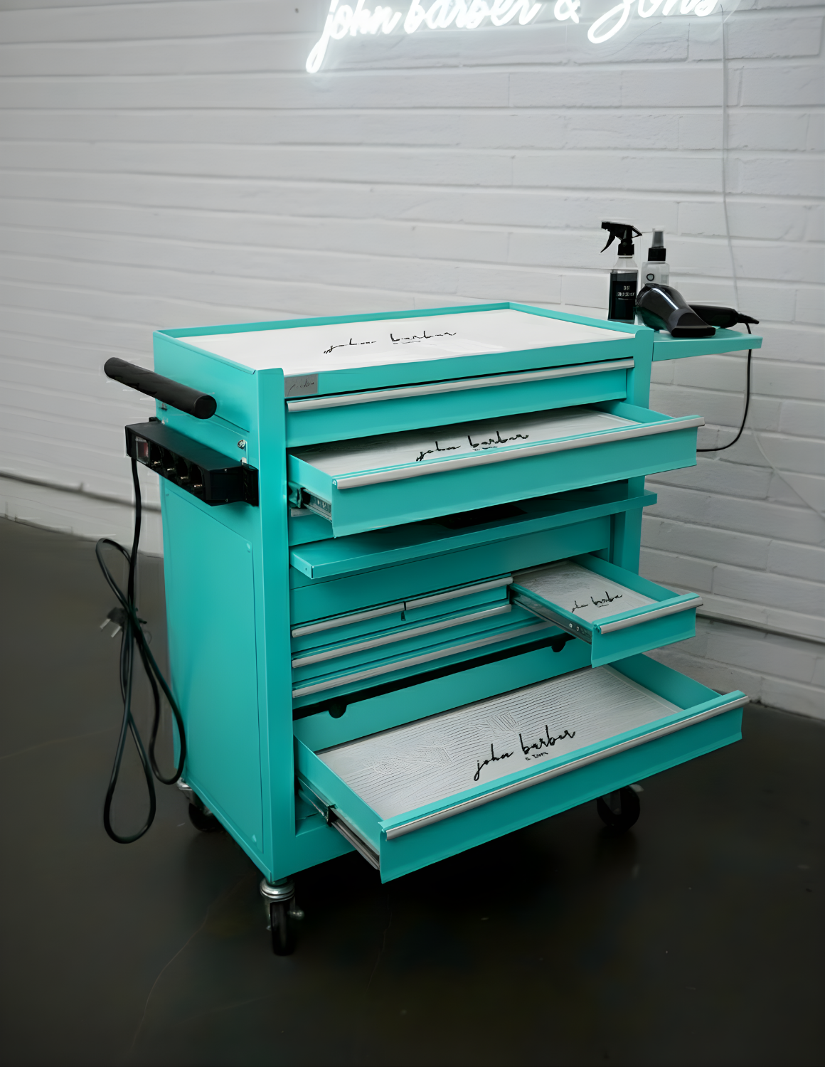 BARBER TROLLEY PRO – Mobiele trolley in verschillende kleuren – UV-desinfectie – Barbiertrolley