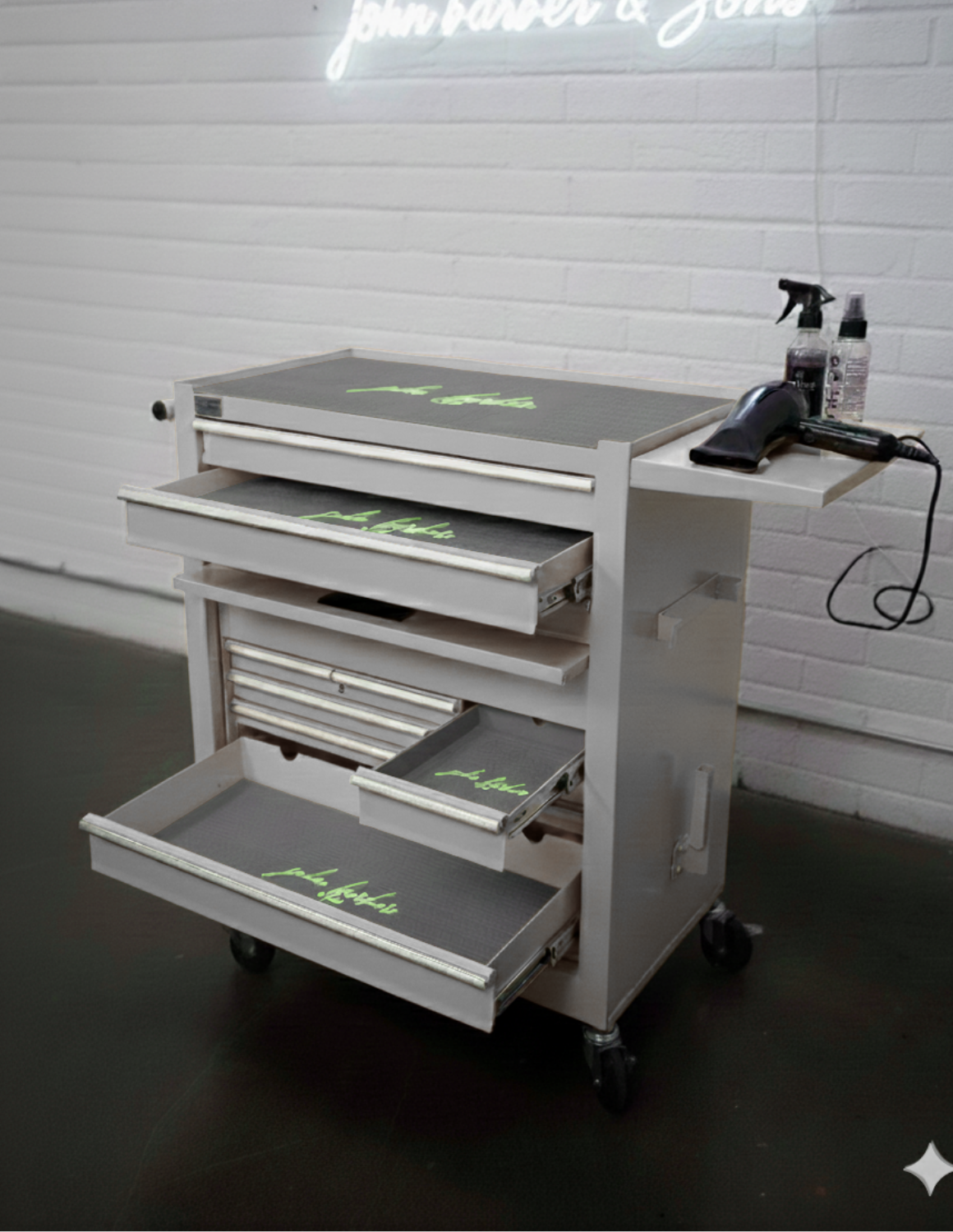 BARBER TROLLEY PRO – Mobiele trolley in verschillende kleuren – UV-desinfectie – Barbiertrolley