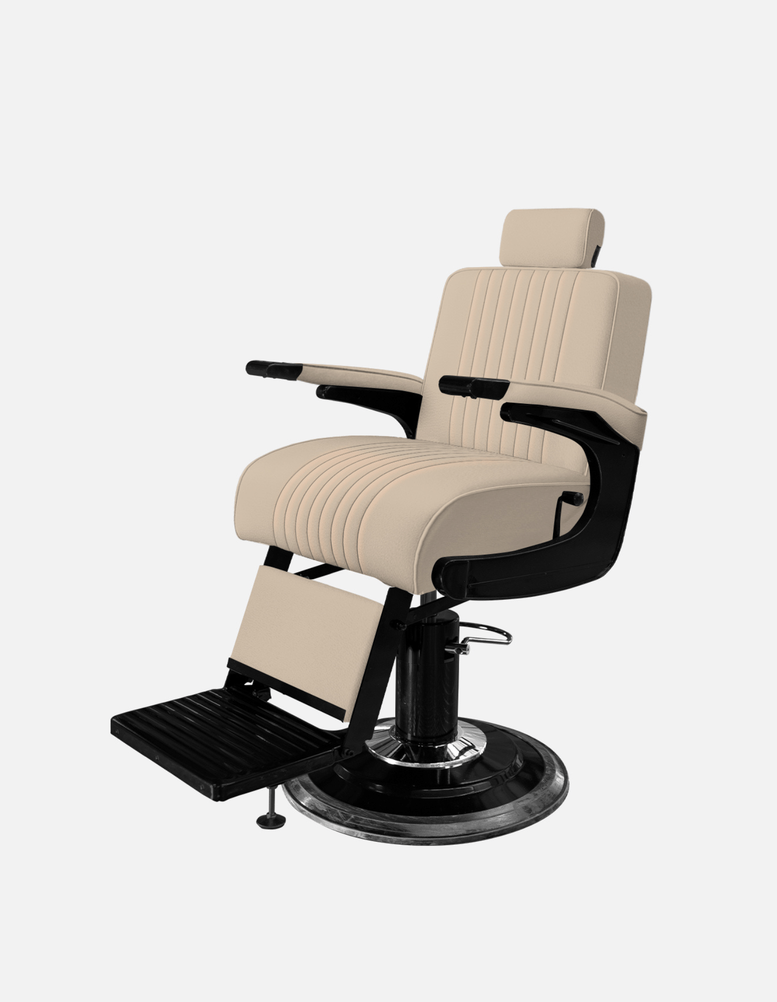 Premium Barberstuhl New School Beige für Barbershop und Friseursalon