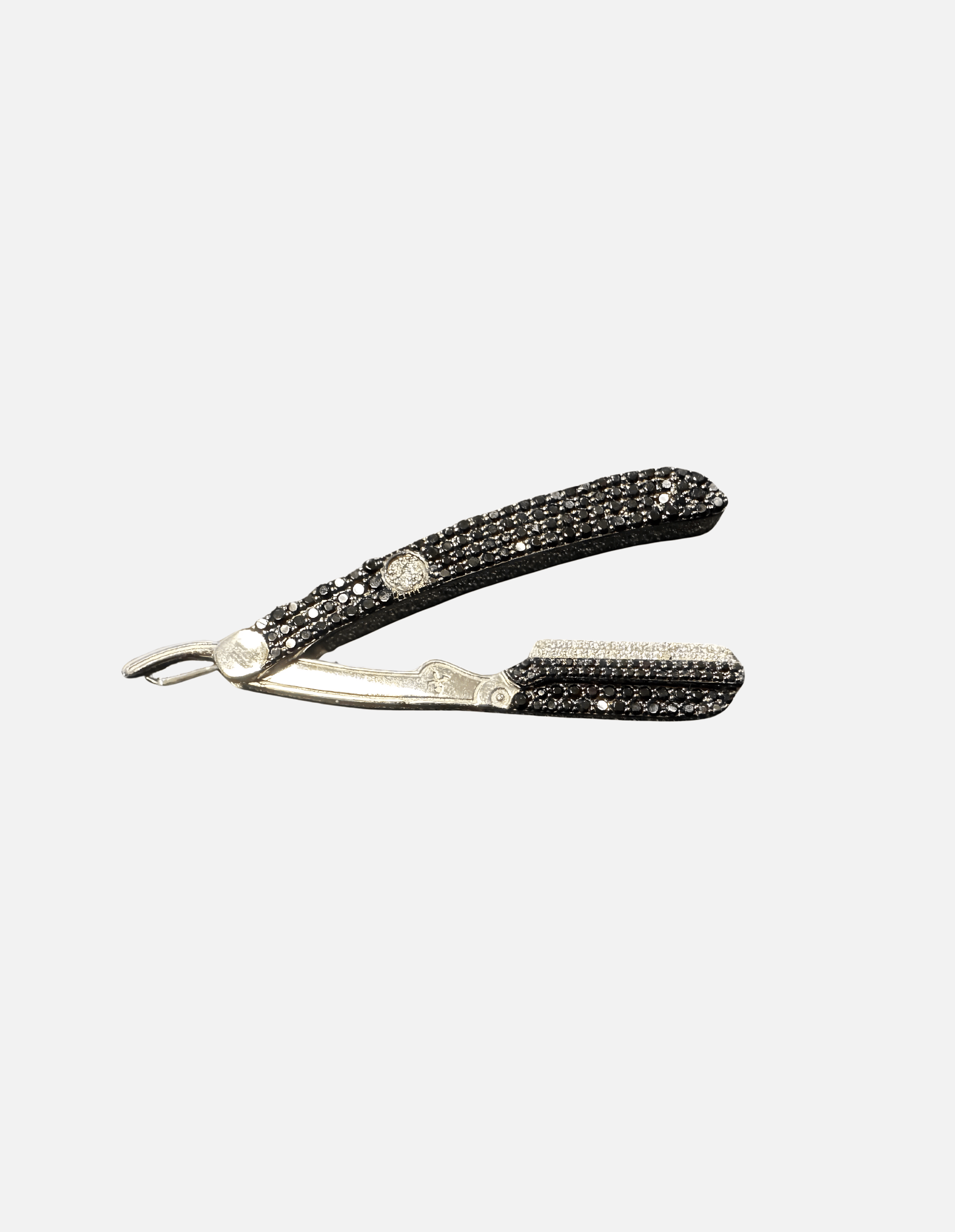 Barber Rasiermesser Kettenanhänger 925 Silber – Shaver Anhänger mit CZ Steinen.