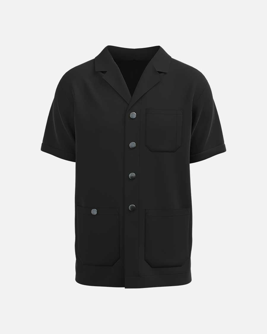 johnbarbersons Schwarz / L Klassicher Barber Mantel, Kurzarm