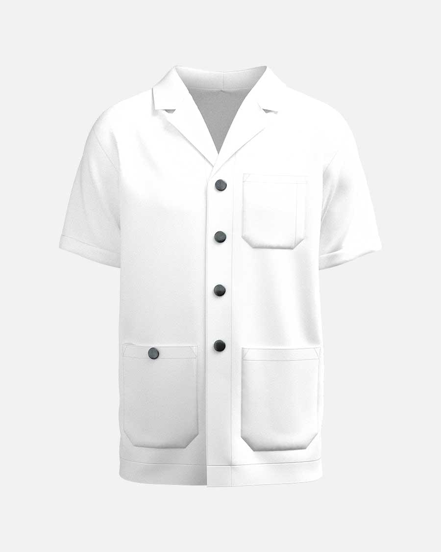 johnbarbersons Weiß / L Klassicher Barber Mantel, Kurzarm