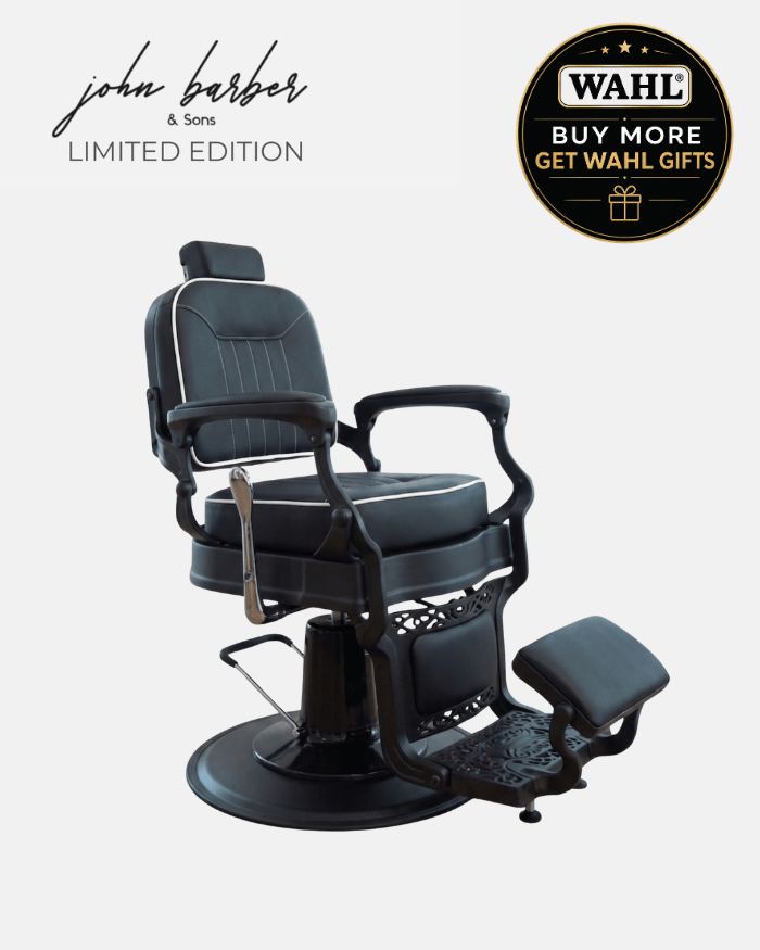 Retroria Barberstuhl matt schwarz- Limited Edition Klassischer Herren Friseurstuhl