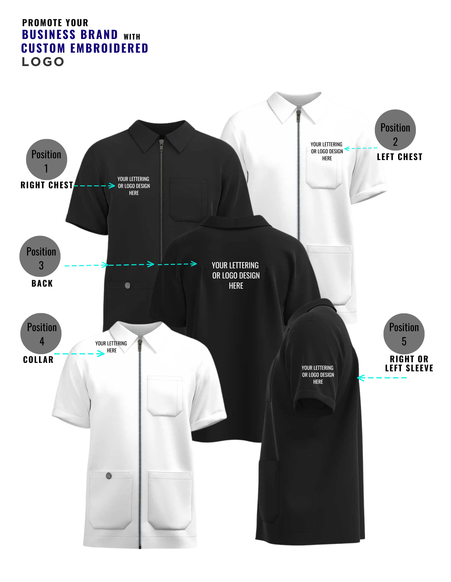 Krátký Barber Zipper Coat – Profesionální kadeřnická uniforma s logem