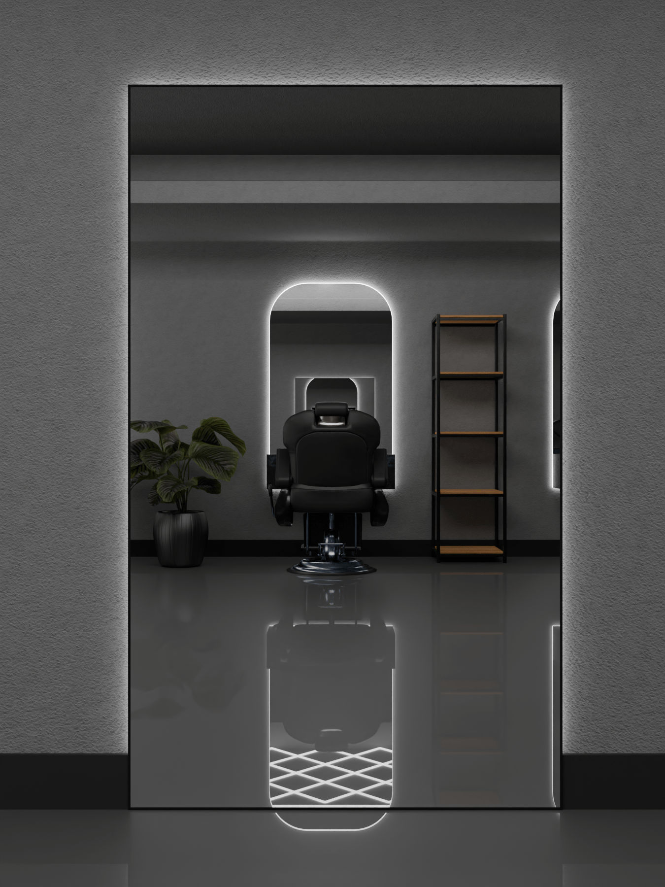 Barber Spiegel LED 200x120 cm für Barbershop und Friseursalon