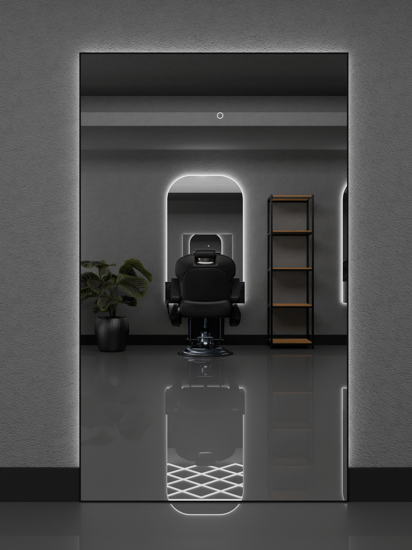 Barber Spiegel LED 200x120 cm für Barbershop und Friseursalon