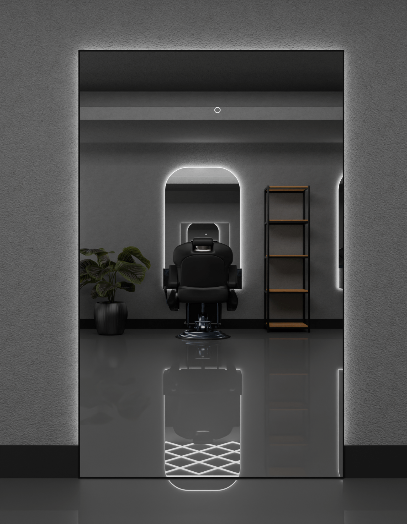 Barber Spiegel LED 200x120 cm für Barbershop und Friseursalon