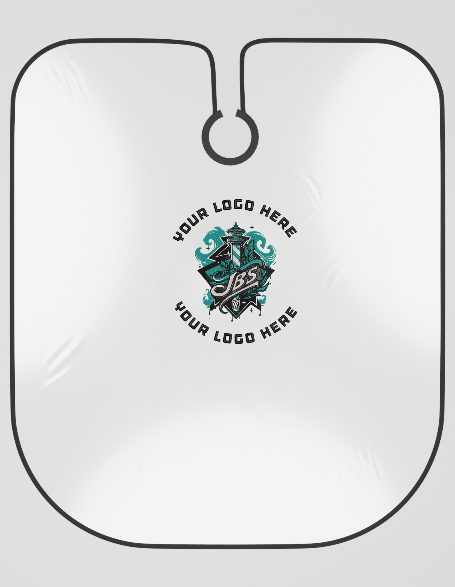 White premium cape made from high-quality fabric, with optional logo branding