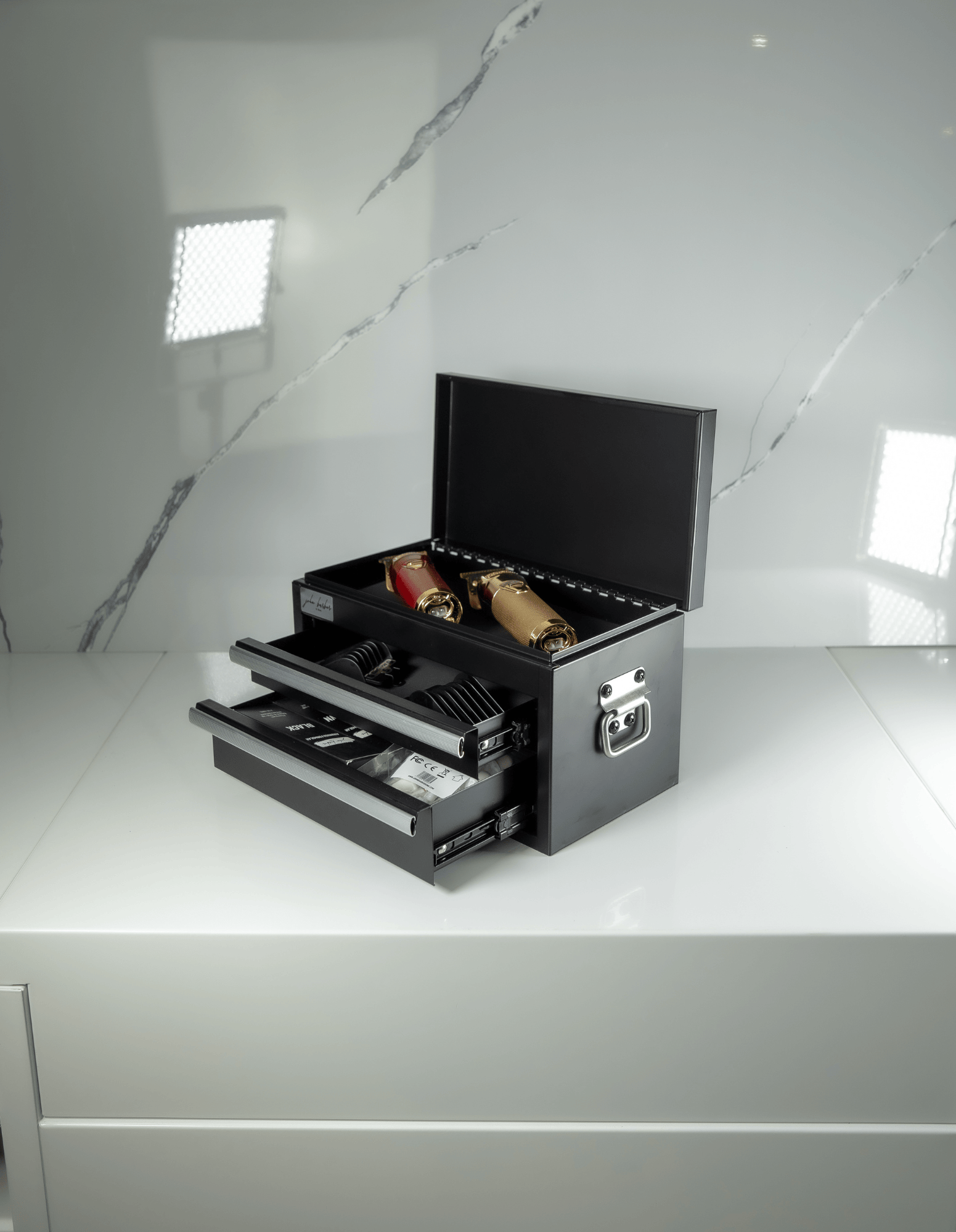 Mini Werkzeugschublade für Arbeitsplatte – Barber und Friseur Organizer.