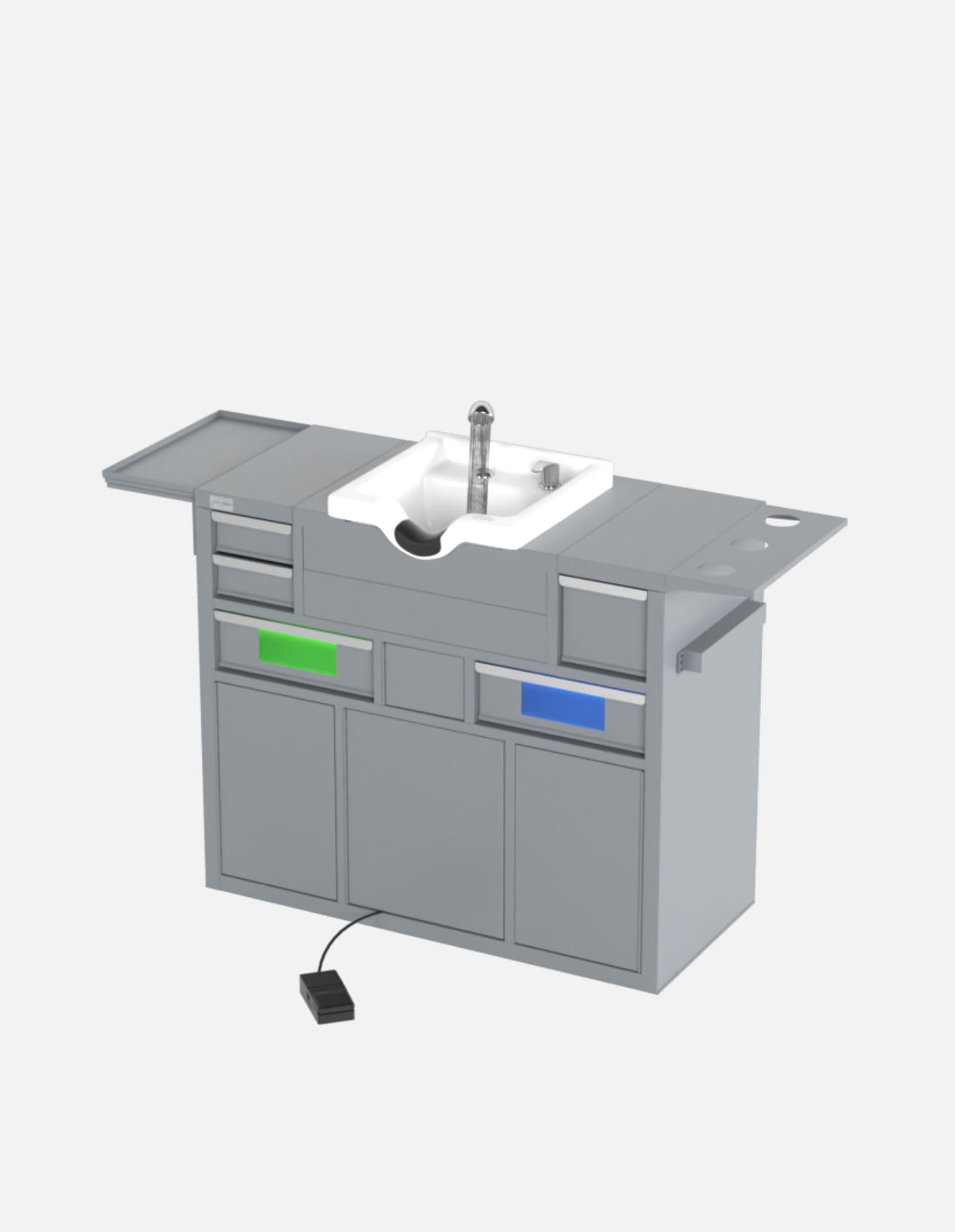 Barber Workstation "Evolution" – Workspace in Six Colors – UV Sterilization – Sink – Mirror with LED Lighting