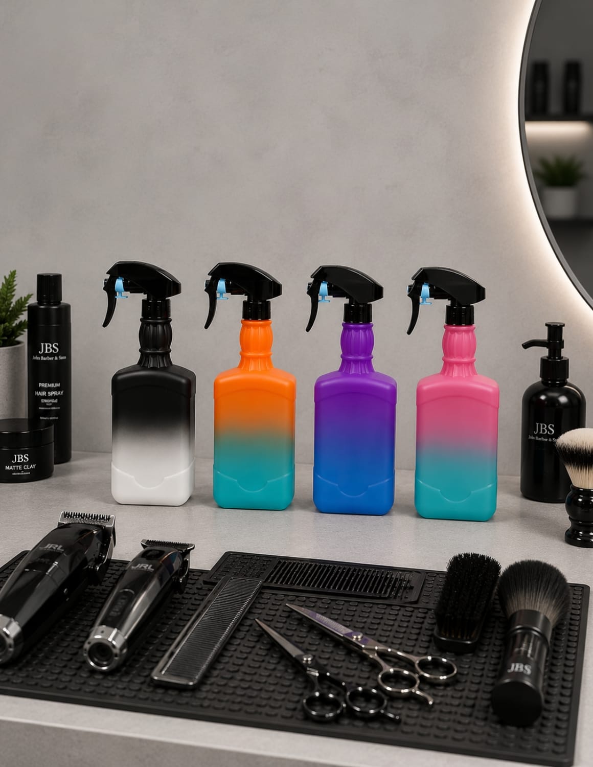 Wassersprühflasche Barber Friseur 300ml – Sprühflasche Farbverlauf, 4 Farbkombis | JBS Color Fade