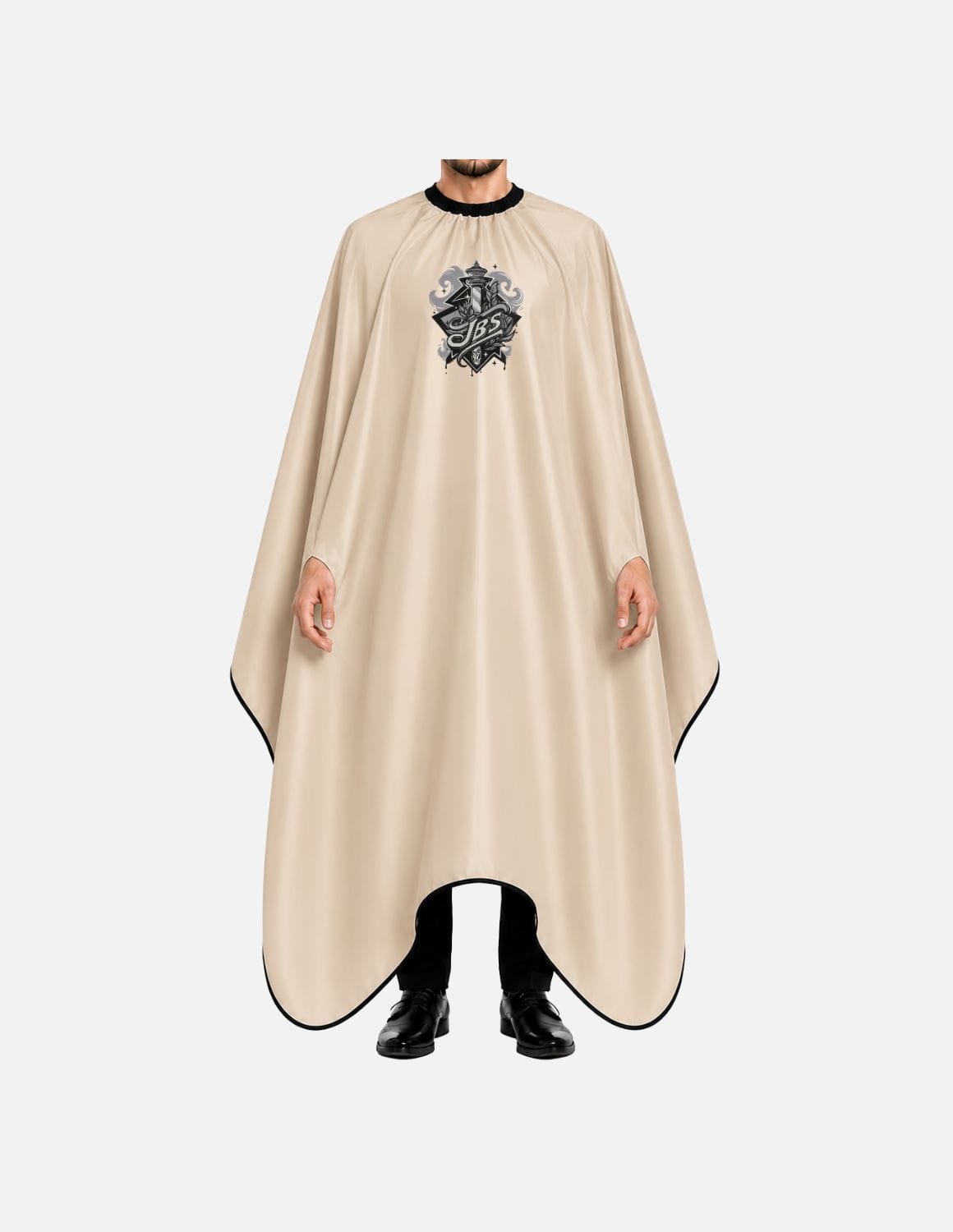 hands free cape with detailed logo beige