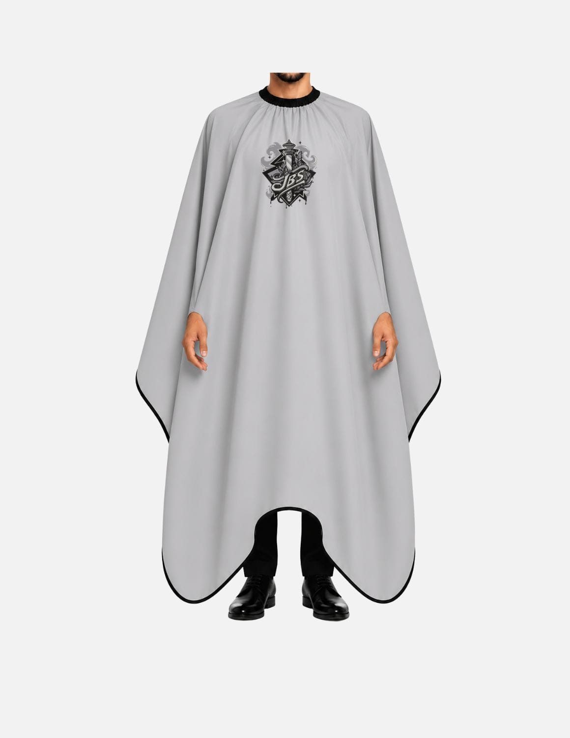 hands free cape with detailed logo grey