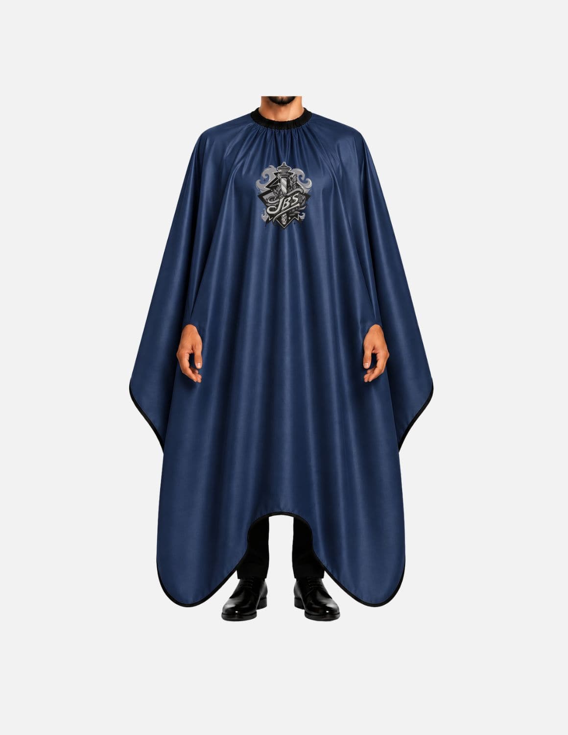 hands free cape with detailed logo navy blue
