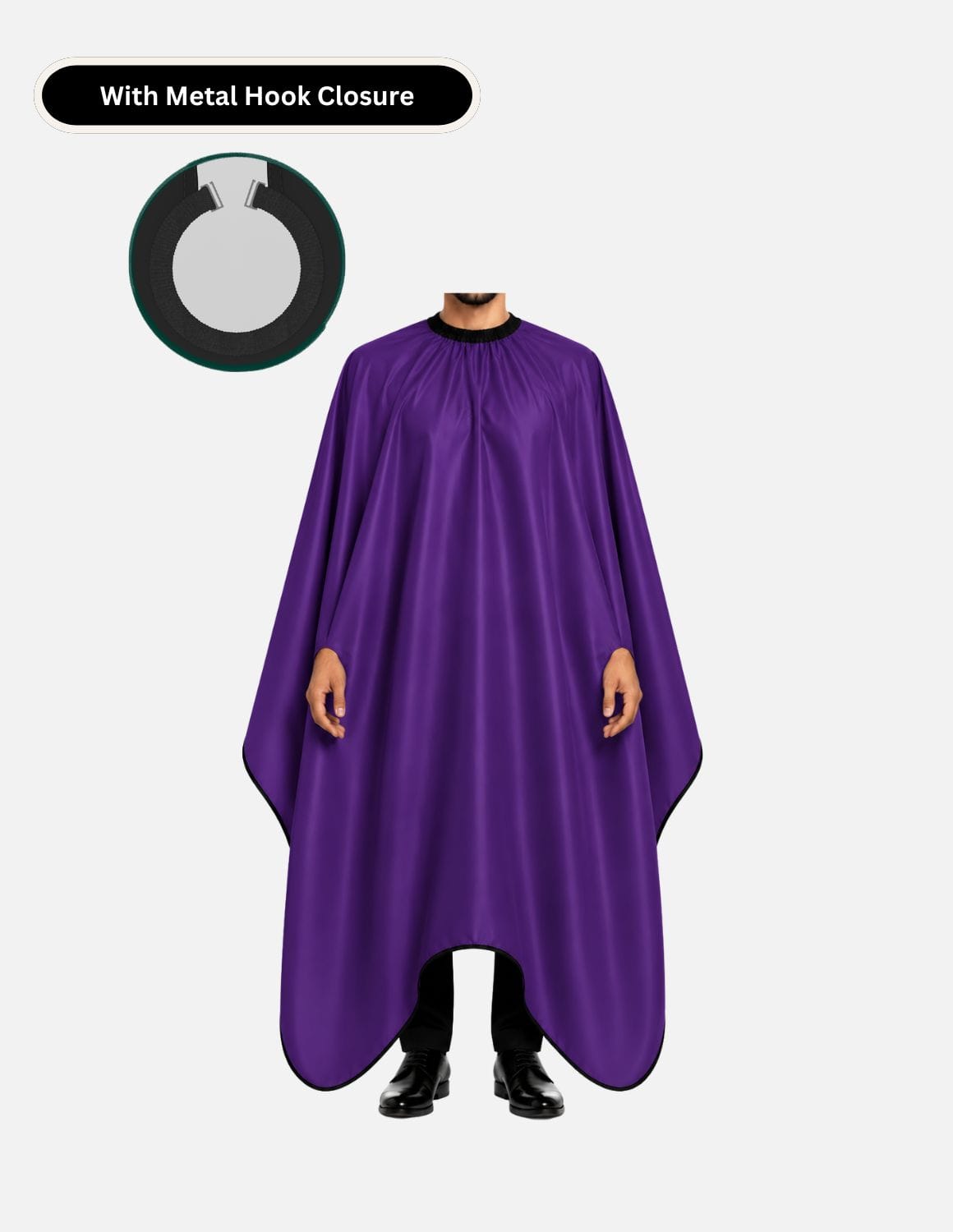 hands free cape with metal hook closure purple