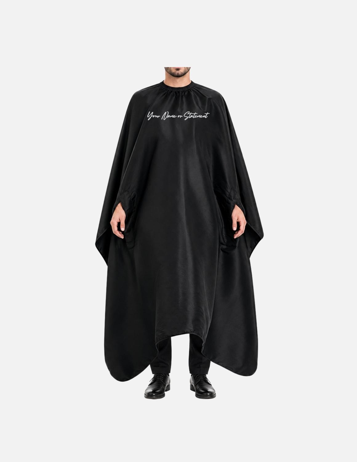 hands free cape with name logo black