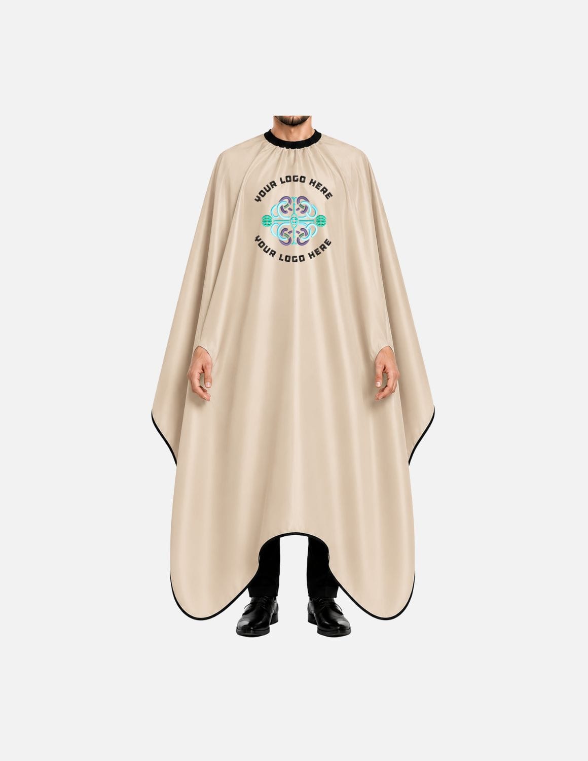 hands free cape with simple logo beige