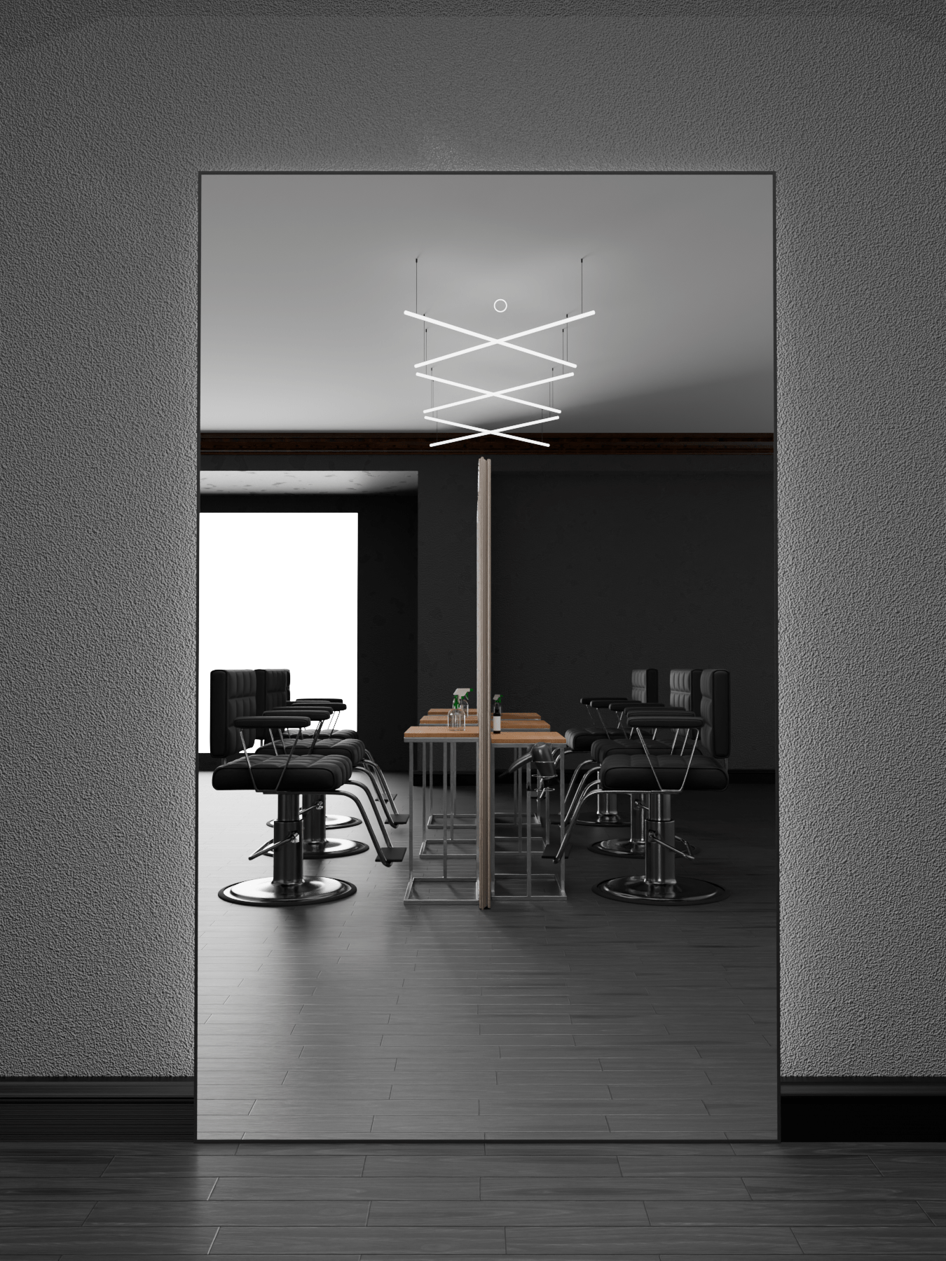 Barber Spiegel LED 200x120 cm für Barbershop und Friseursalon