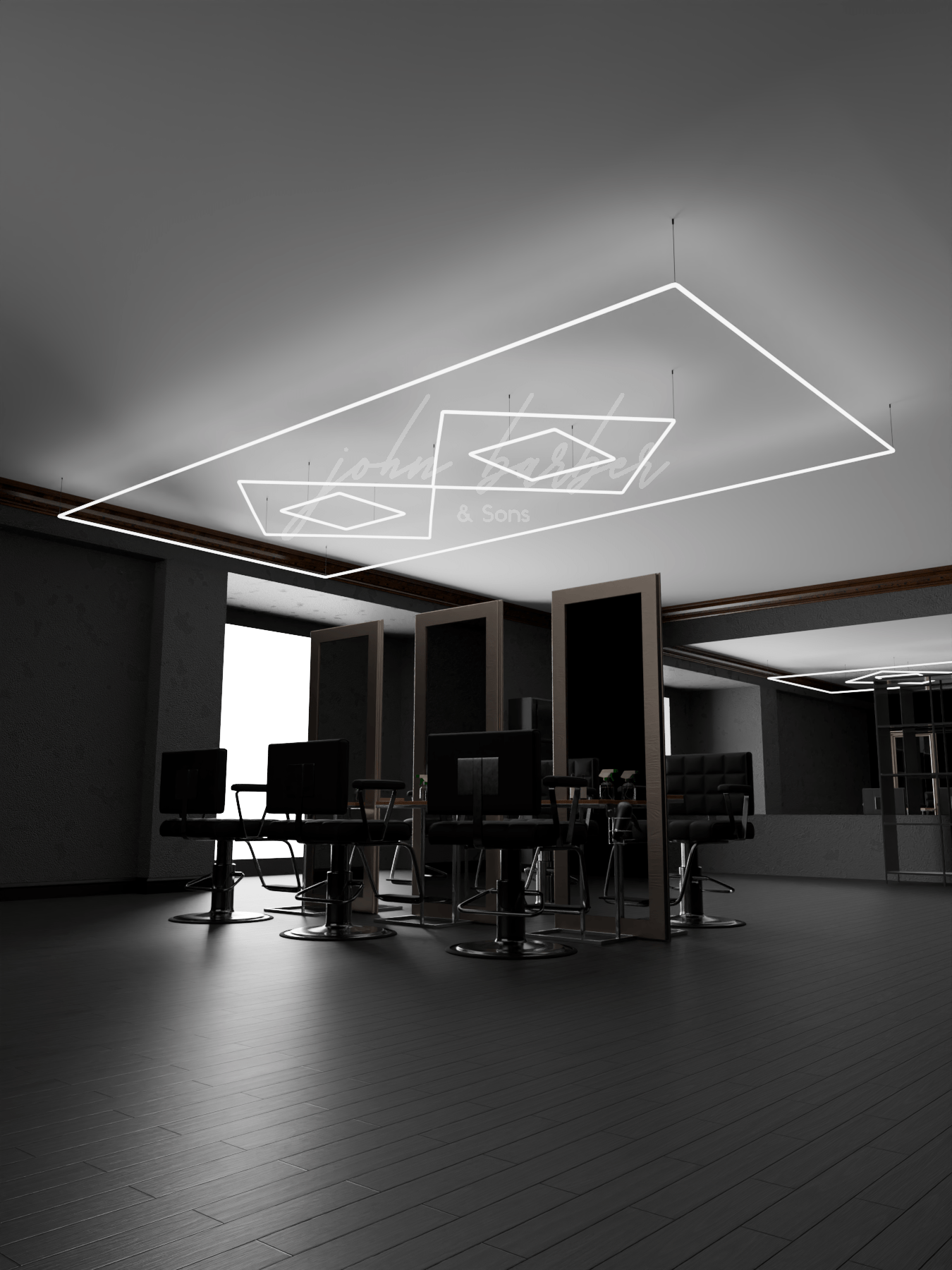 Lumiluxe – Inramad diamantformad LED-lampa med fyrkantig kärna | 6500K