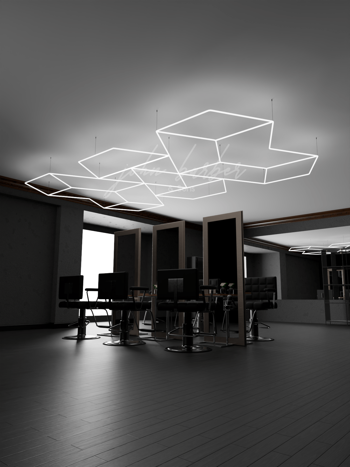 Gleamflare – Geometrisk LED-taklampa i kallvitt 6500K