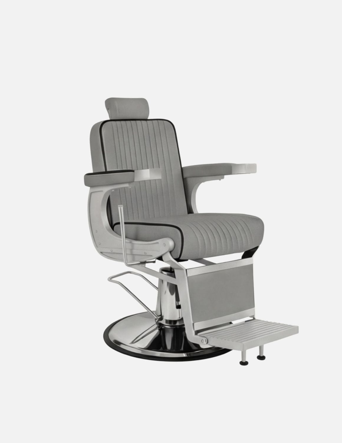 New School Barberstuhl – Mattgrauer Rahmen mit grauem Leder