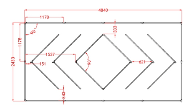 Gleamshine LED System 6500K in Pfeilform für moderne Deckenbeleuchtung