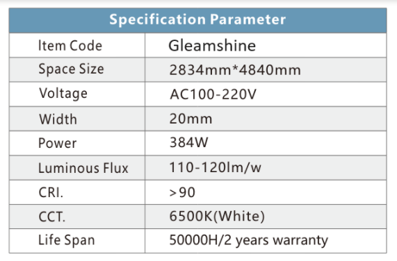 Gleamshine LED System 6500K in Pfeilform für moderne Deckenbeleuchtung