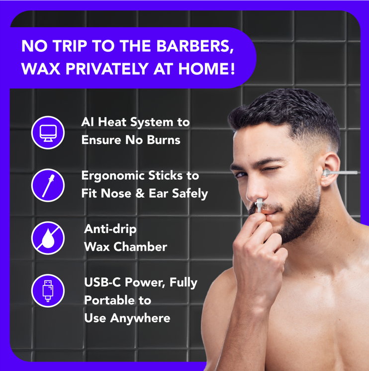 WaxxPod™ Nasenhaare- & Ohrenhaarentferner – USB-betriebenes Waxing-Kit mit 24 STIX