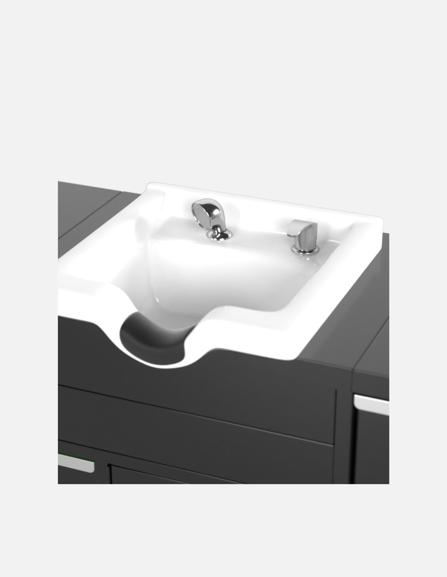 Berber Çalışma İstasyonu "Evolution" – Altı Renk Seçeneği ile Çalışma Alanı – UV Dezenfeksiyon – Lavabo – LED Işıklı Ayna