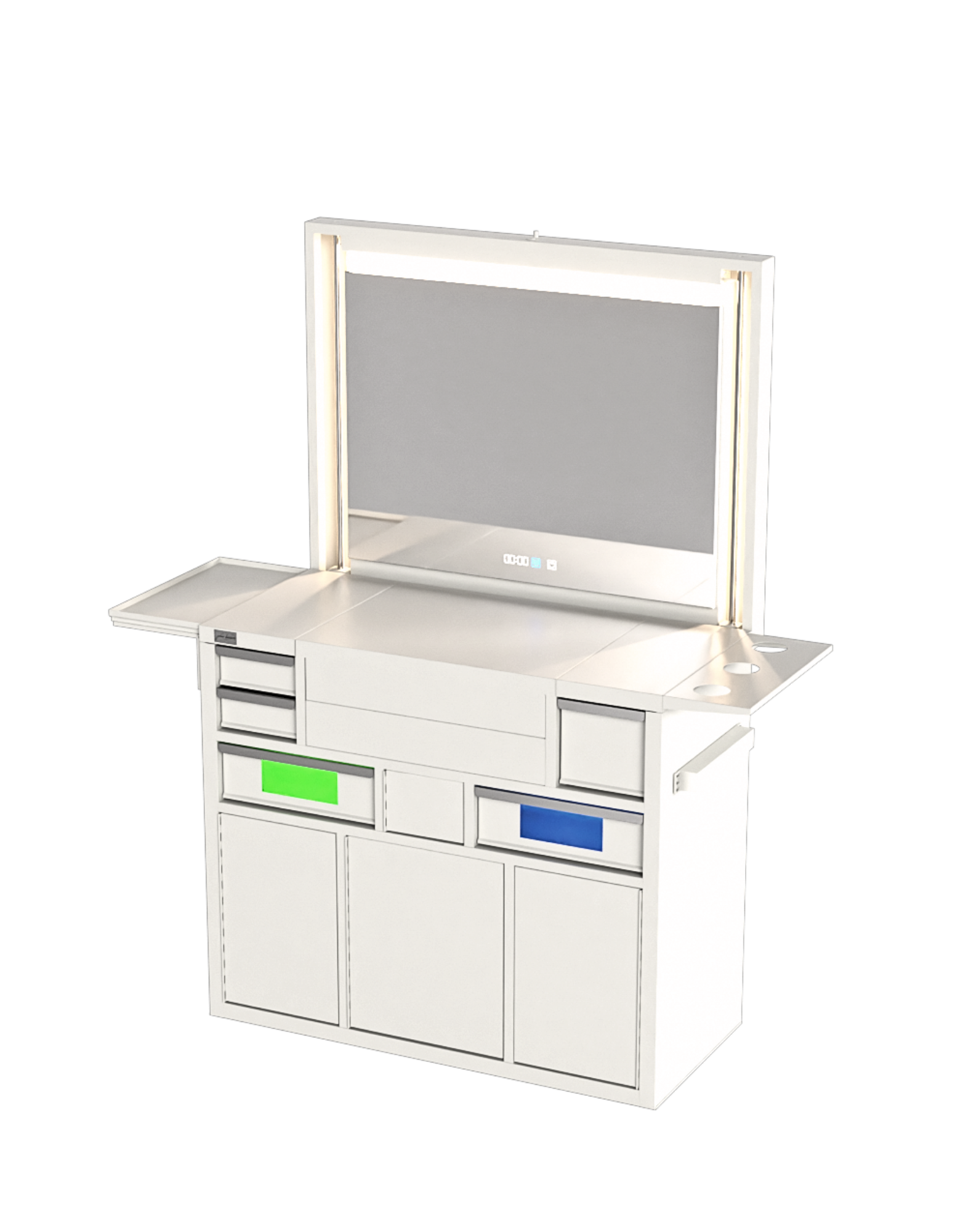 Berber Çalışma İstasyonu "Evolution" – Altı Renk Seçeneği ile Çalışma Alanı – UV Dezenfeksiyon – Lavabo – LED Işıklı Ayna