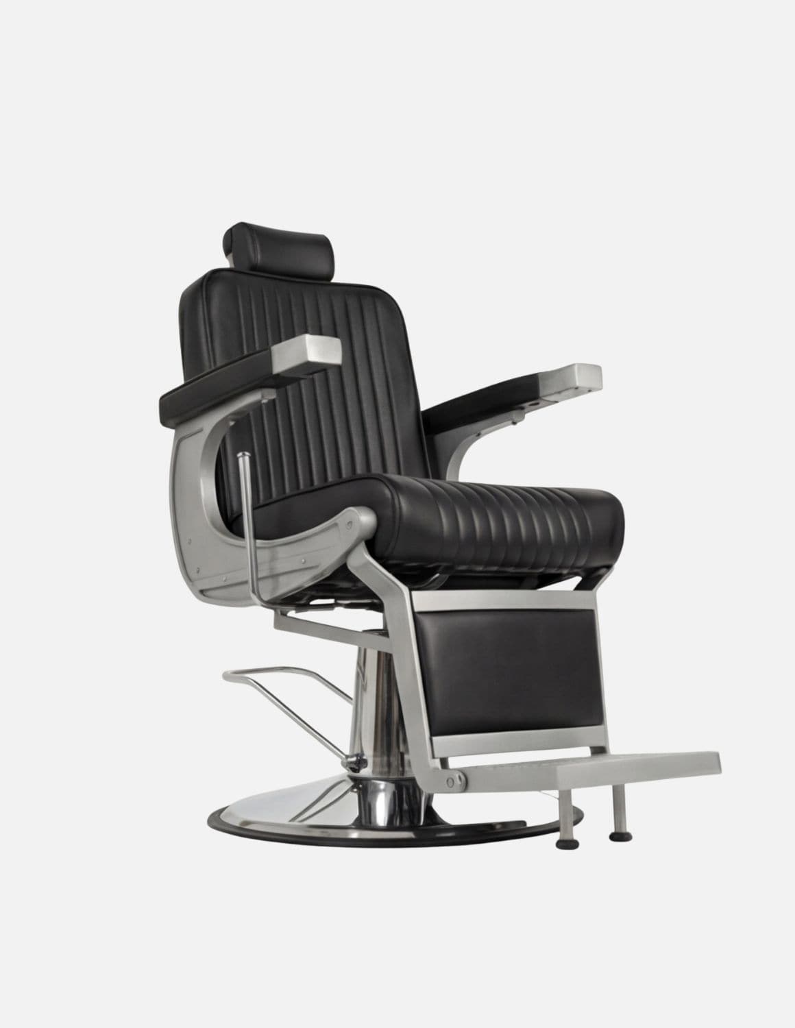 New School Barberstuhl – Mattgrauer Rahmen mit schwarzem Leder