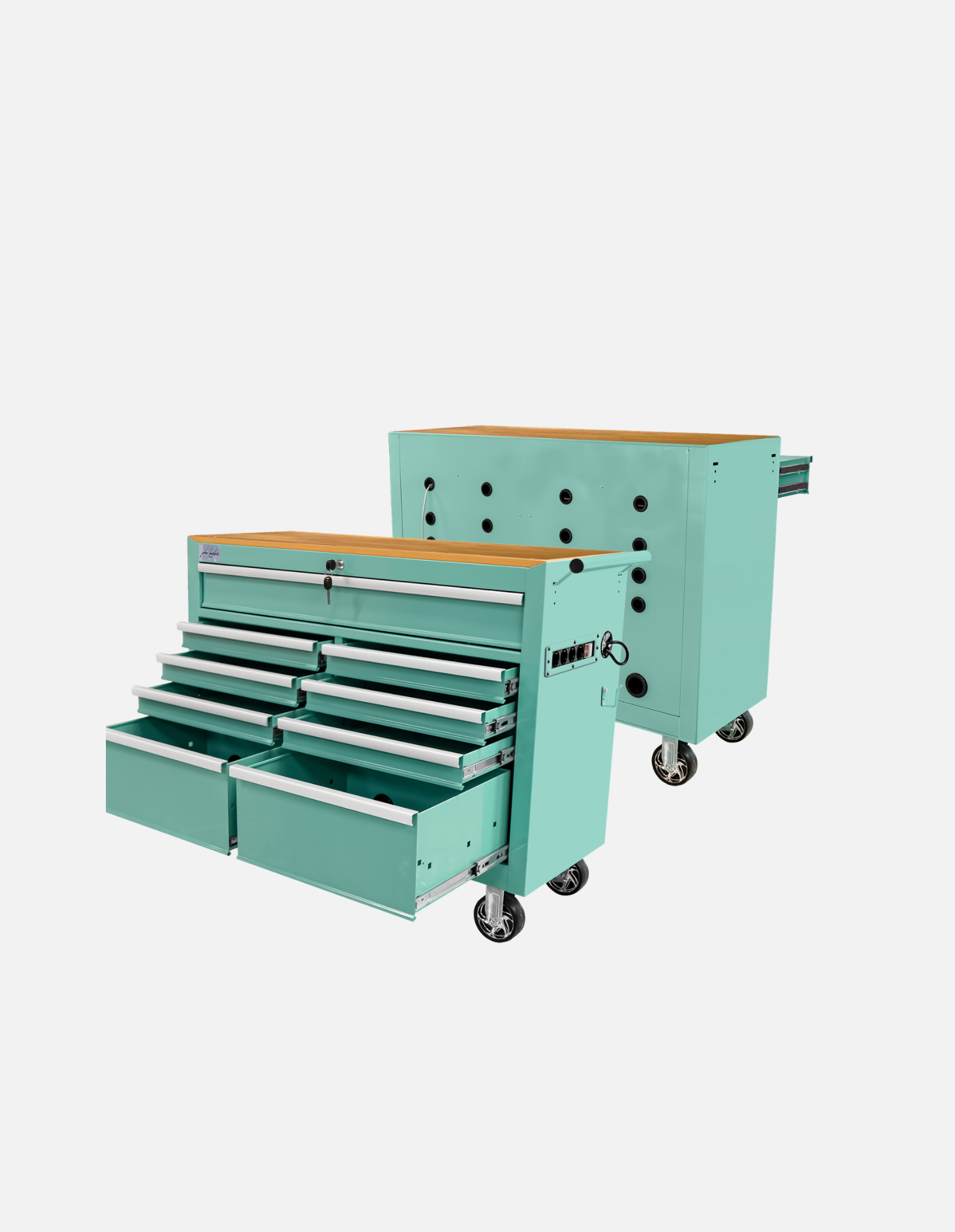 BARBER ROLLWAGEN PRO XL - UV-STERILISATION - HOLZ ARBEITSPLATTE - EINGEBAUTER STECKDOSE