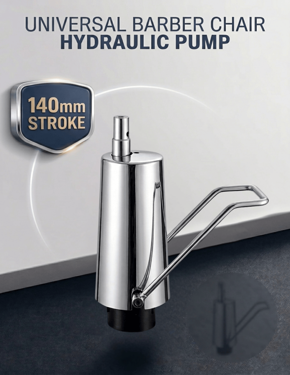 Pompe hydraulique pour fauteuil de barbier et de coiffure | Vérin hydraulique de remplacement universel avec course de 140 mm