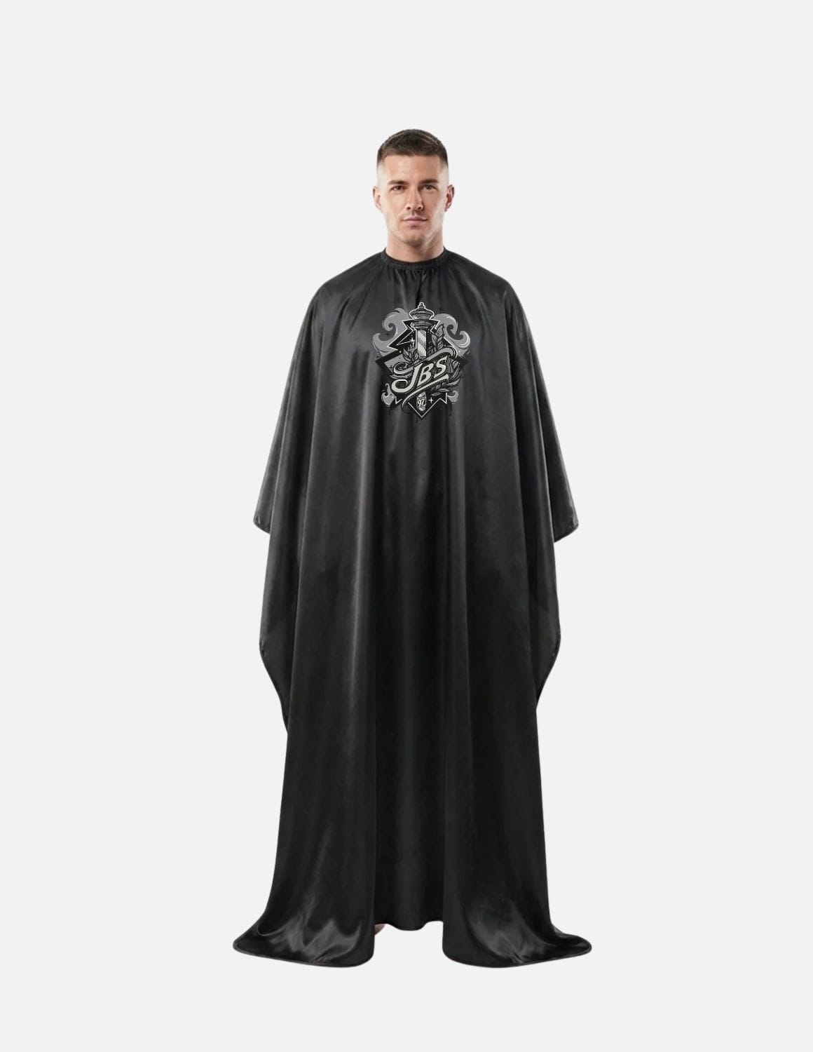 Premium satinbarberkappa med sidenlook – Broderad med din logotyp | Frisörkappa & satinkappa