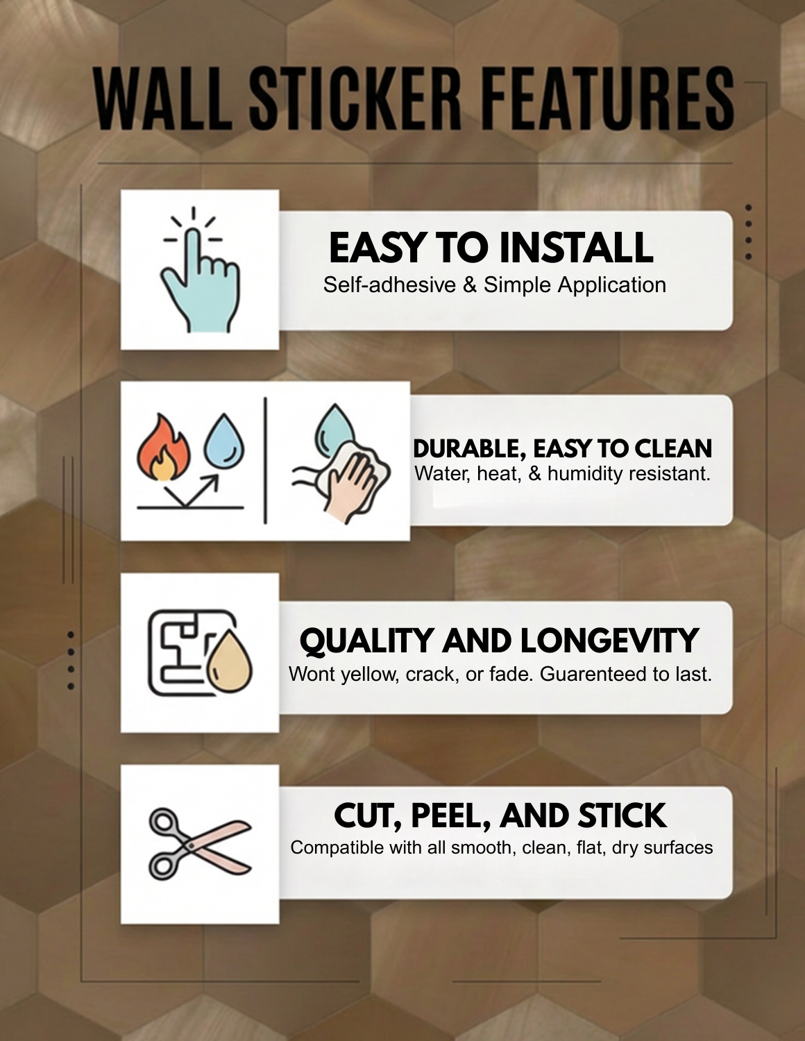 Dekorative, selbstklebende Metallwandfliesen für Friseursalons und Kosmetikstudios