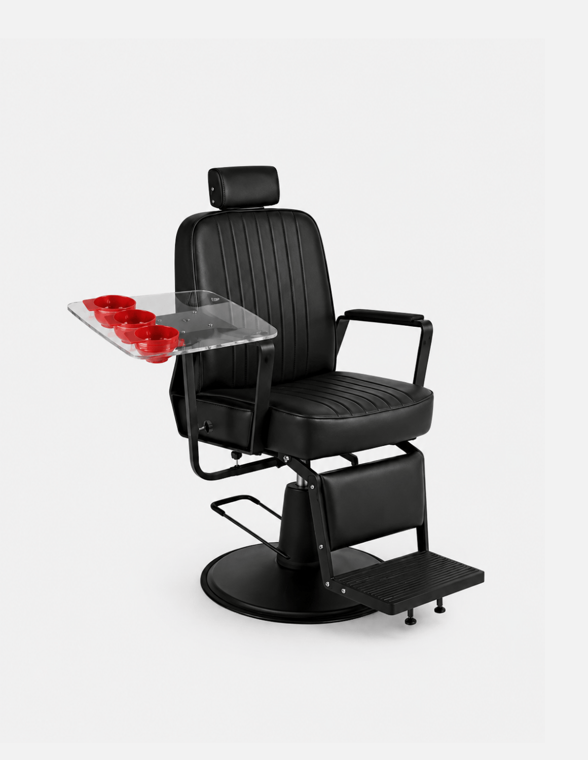 Plateau rotatif transparent pour fauteuils de barbier et de coiffure – tablette flottante avec trois bols de mélange