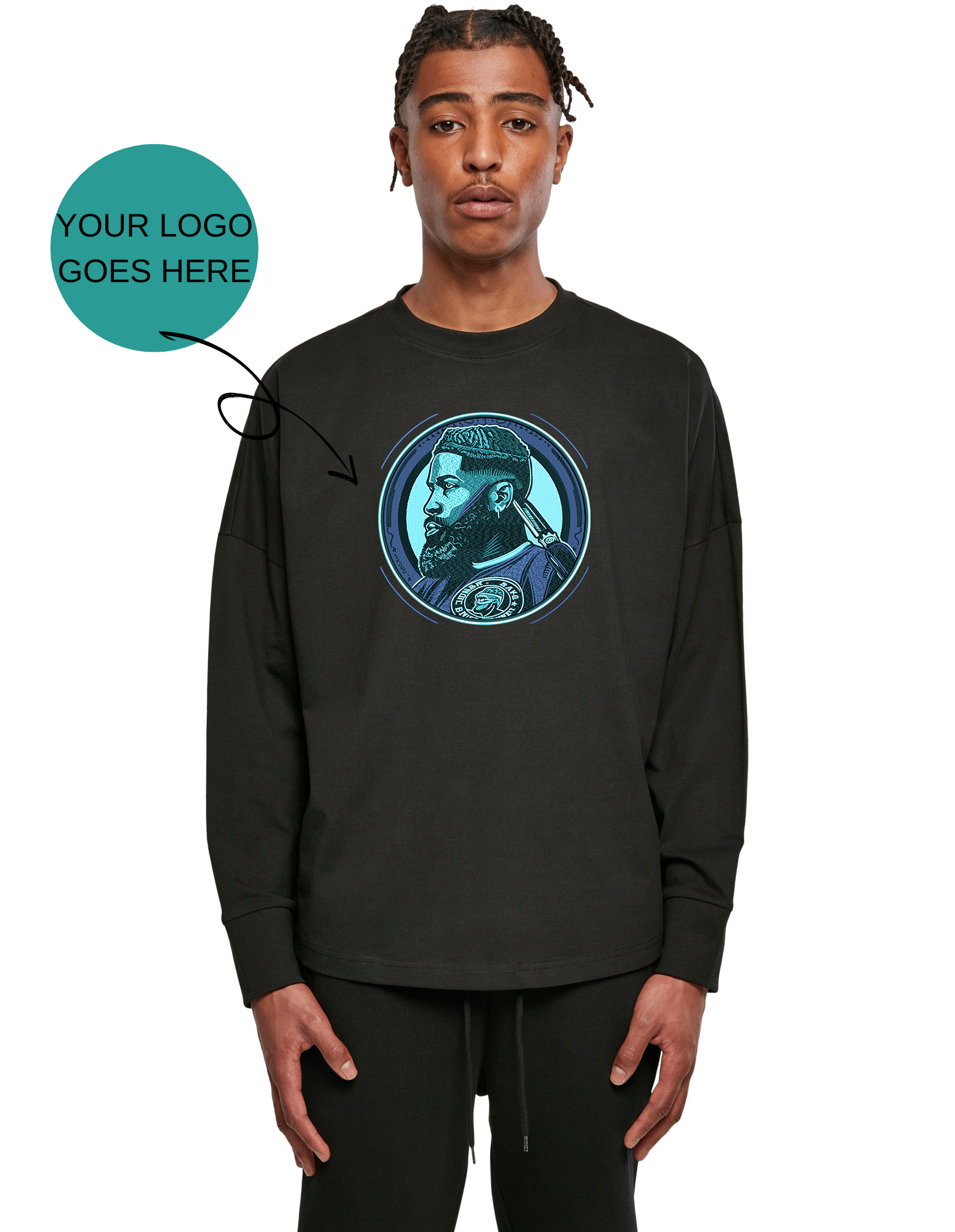 Loose long-sleeved store top with your logo