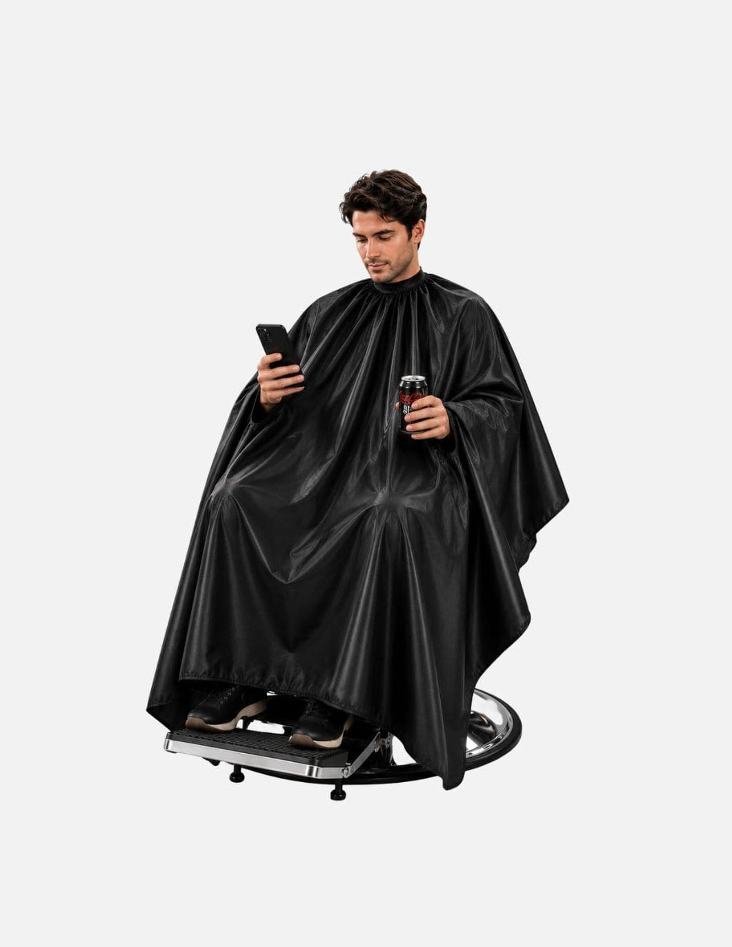 Hands-Free Barberumhang mit Handöffnungen — Barber- & Friseurumhang ohne Logo