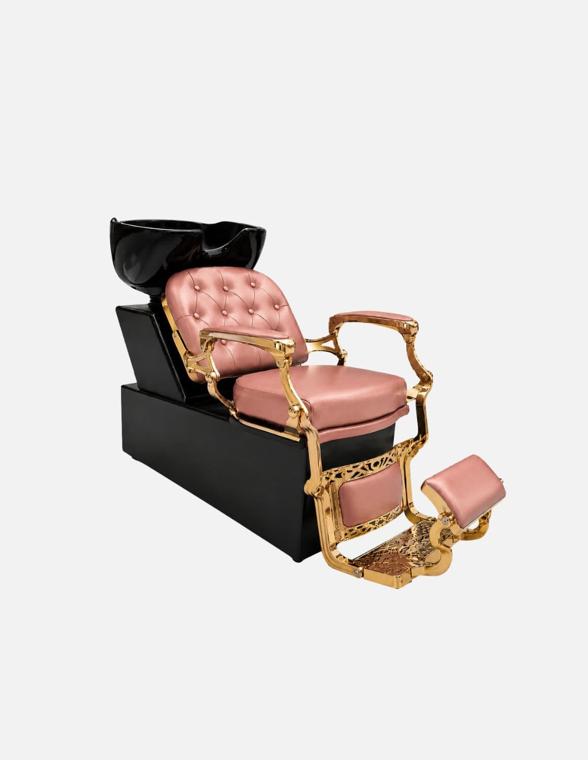 Poltrona lavatesta Barber personalizzata con lavabo in ceramica nera | Unità lavaggio di lusso personalizzata per barber shop e saloni professionali