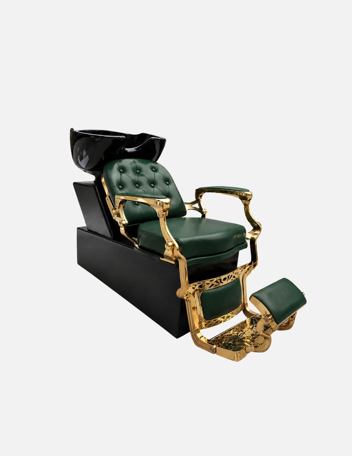 Poltrona lavatesta Barber personalizzata con lavabo in ceramica nera | Unità lavaggio di lusso personalizzata per barber shop e saloni professionali