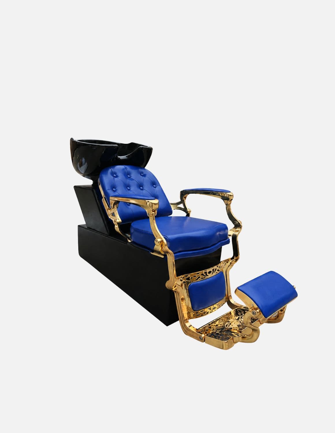 Poltrona lavatesta Barber personalizzata con lavabo in ceramica nera | Unità lavaggio di lusso personalizzata per barber shop e saloni professionali
