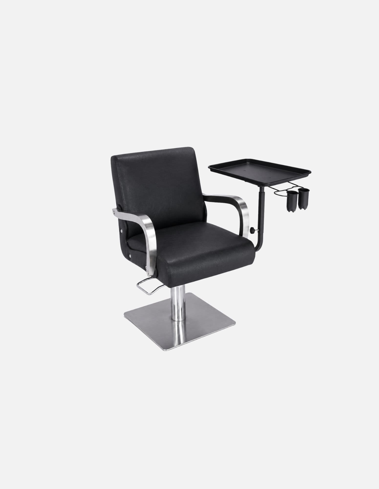 Rotierendes Tablett für Barber &- Friseurstühle Floating Tray Ablage Aluminium in Schwarz