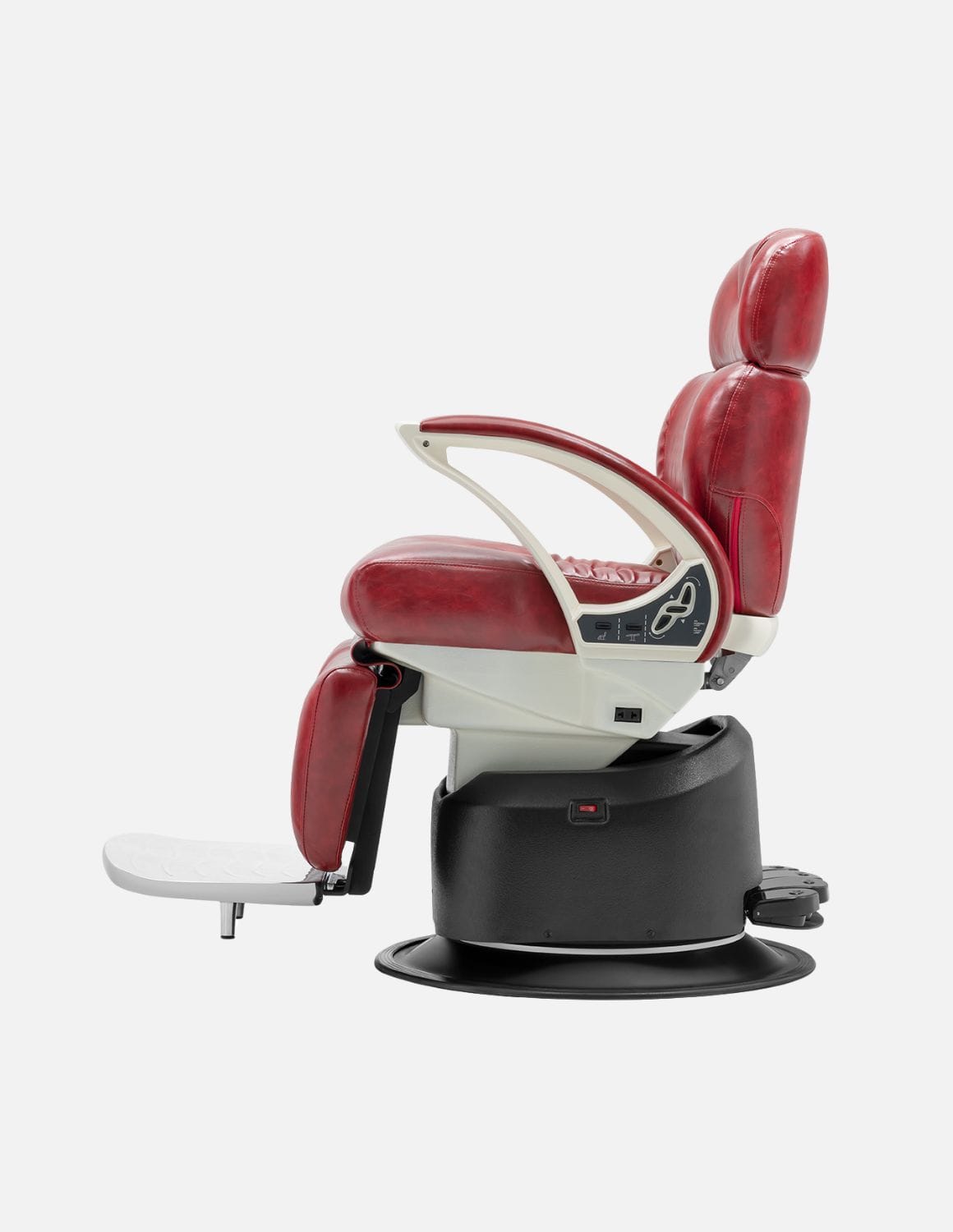 JBS e-Opus 1.0 Red — Fully Electric Barber Chair & Salon Chair with Electric Height Adjustment, Electric Recline, Electric Leg Rest & Memory Function | Premium Chair for Barbershops, Hair Salons & Studios