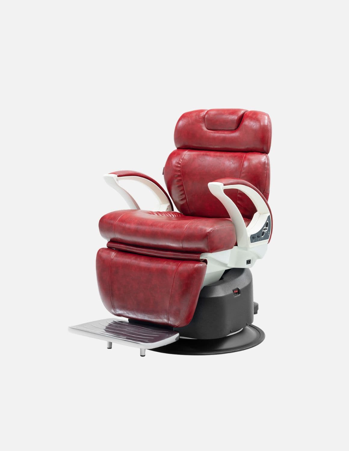 JBS e-Opus 1.0 Red — Fully Electric Barber Chair & Salon Chair with Electric Height Adjustment, Electric Recline, Electric Leg Rest & Memory Function | Premium Chair for Barbershops, Hair Salons & Studios