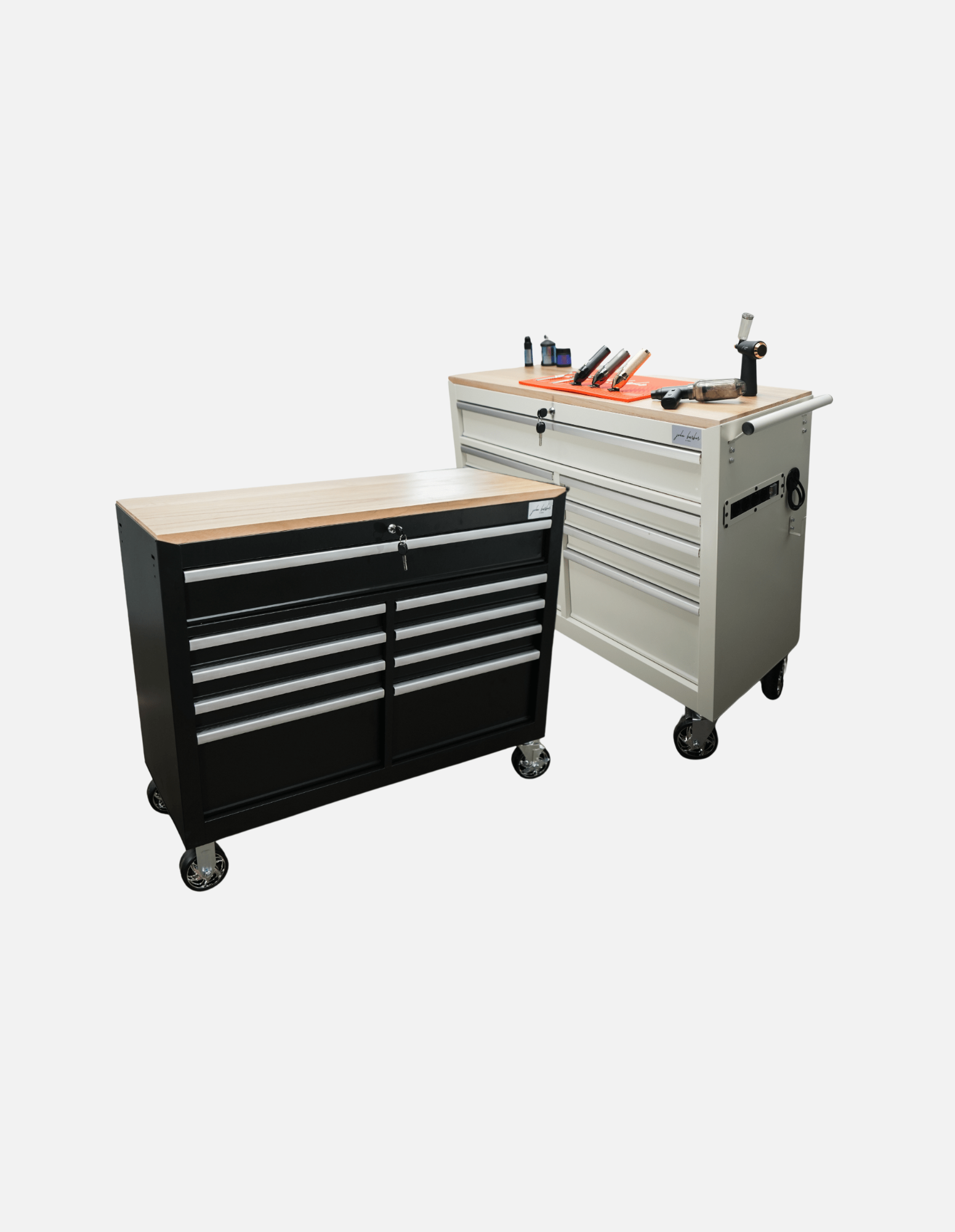 BARBER ROLLWAGEN PRO XL - UV-STERILISATION - HOLZ ARBEITSPLATTE - EINGEBAUTER STECKDOSE