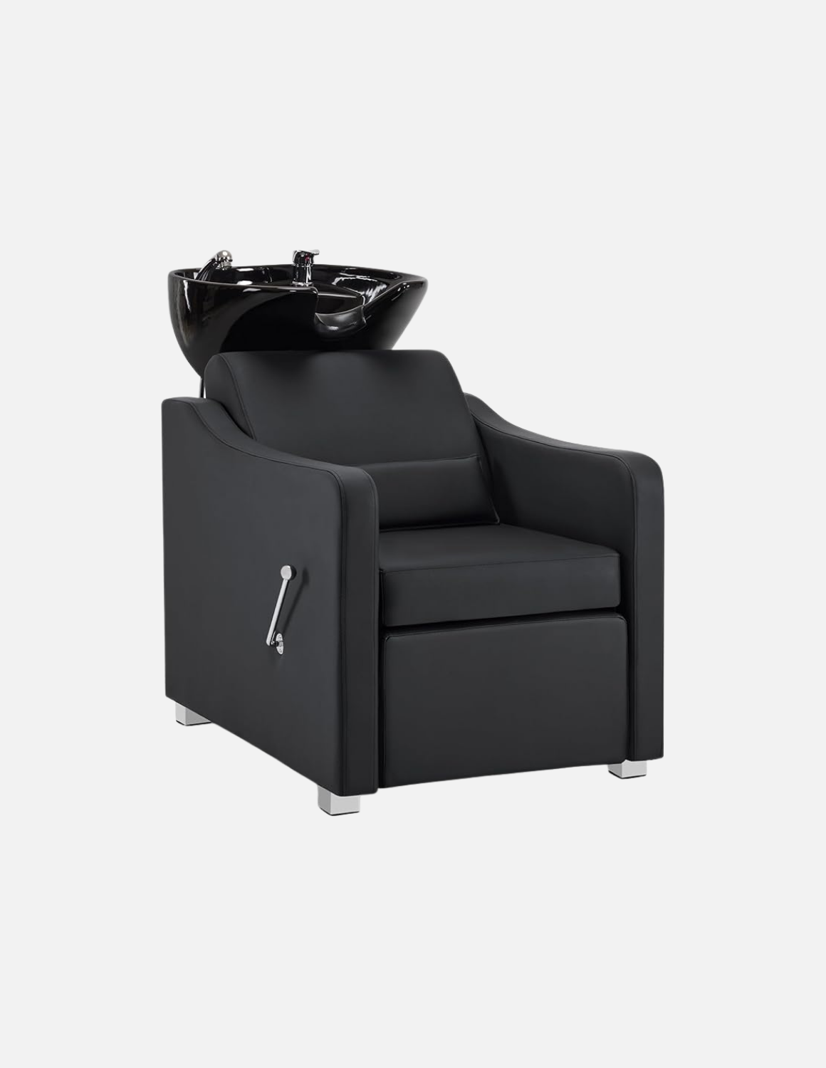 Adjustable barber and salon wash chair with backrest and customizable leather and basin color