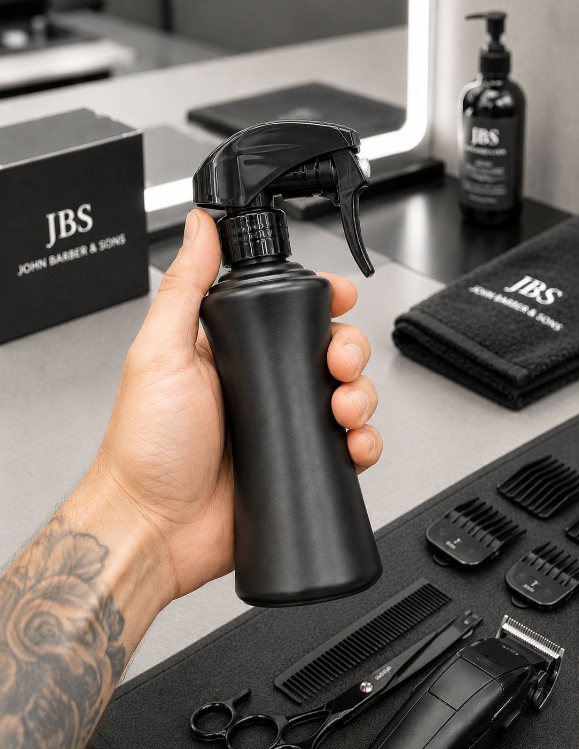 Barber Spray Bottle 200ml Matte Black – Fine Mist Water Spray Bottle | JBS Matte Black