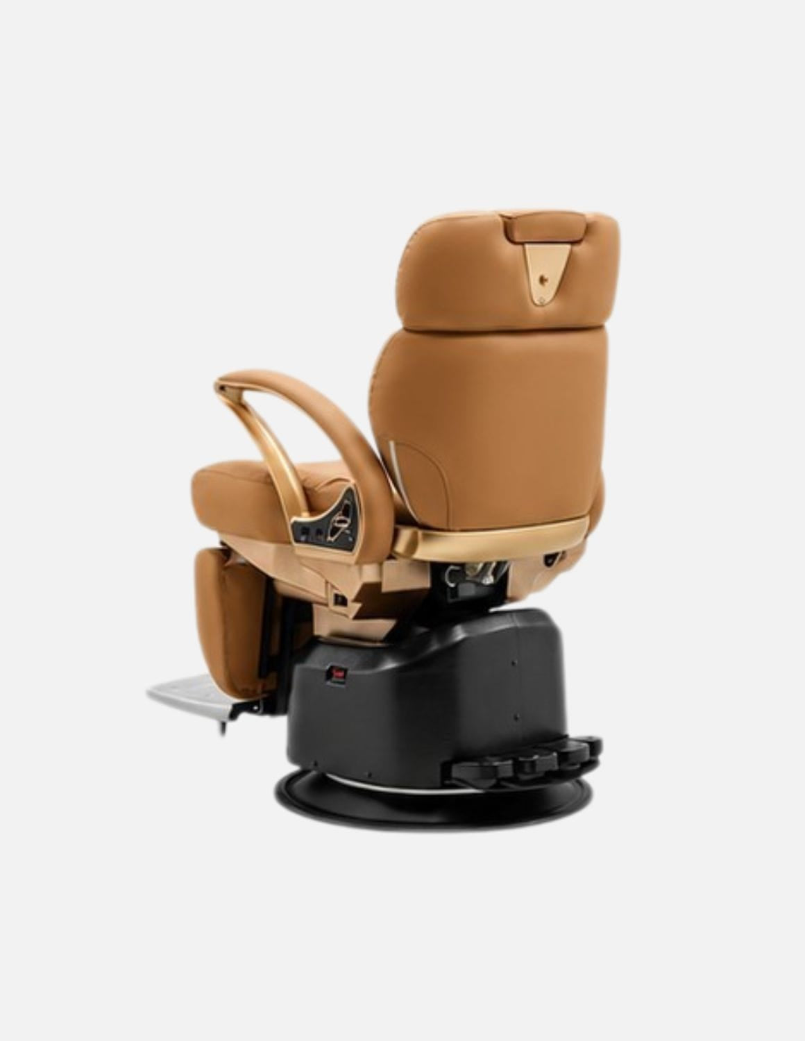 JBS e-Opus 1.0 Kamelbraun — Vollelektrischer Barberstuhl & Friseurstuhl mit elektrischer Höhenverstellung, elektrischer Neigung, elektrischer Beinstütze & Memory-Funktion | Premium-Stuhl für Barbershop, Friseursalon & Studio